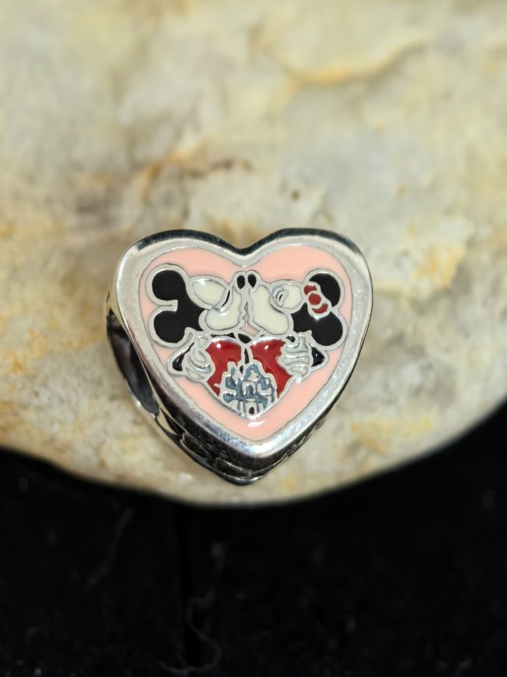 Pandora Disney Mickey & Minnie Kiss Disney Castle Charm, S925 Silver Jewelry